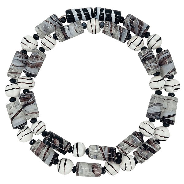 Guia Em Firmas De Murano Candomblé Preto/Branco M4