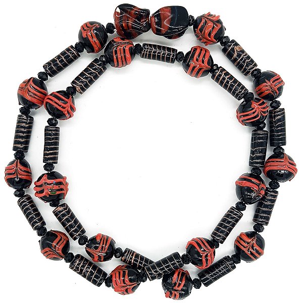 Guia Em Firmas De Murano Candomblé Preto/Vermelho M2