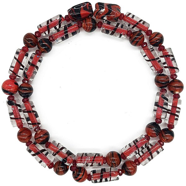 Guia Em Firmas De Murano Candomblé Preto/Vermelho M3