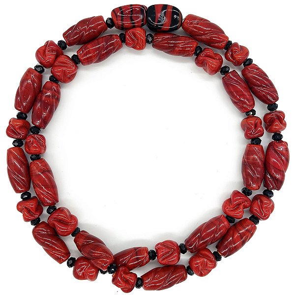 Guia Em Firmas De Murano Candomblé Preto/Vermelho M4