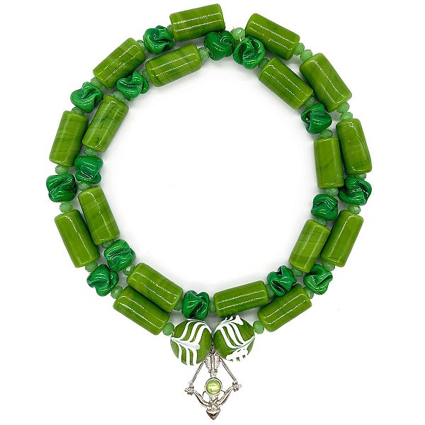 Guia Em Firmas De Murano Candomblé Verde/Branco M1