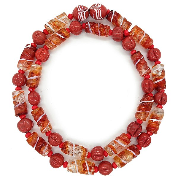 Guia Em Firmas De Murano Candomblé Vermelho/Branco Rajado