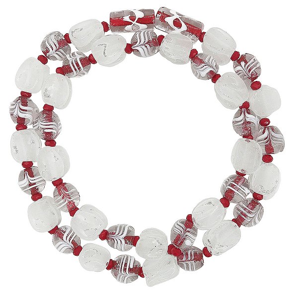 Guia Em Firmas De Murano Candomblé Vermelho/Incolor/Branco M1