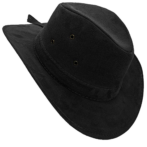 Chapéu Boiadeiro C/ Três 3 Furos Camurça Boiadeiro Preto