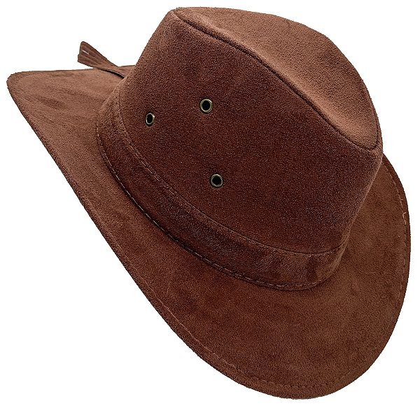 Chapéu Boiadeiro C/ Três 3 Furos Camurça Boiadeiro Chocolate
