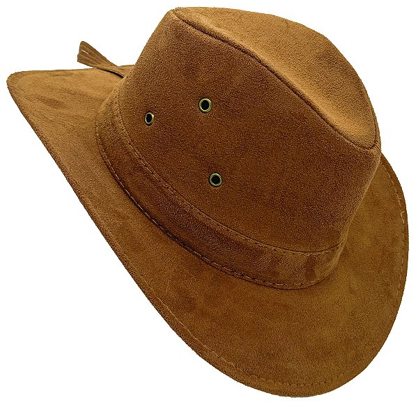 Chapéu Boiadeiro C/ Três 3 Furos Camurça Boiadeiro Caramelo