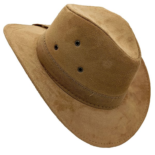 Chapéu Boiadeiro C/ Três 3 Furos Camurça Boiadeiro Bege