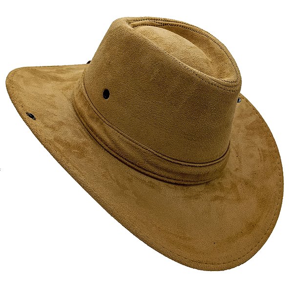 Chapéu Camurça Dobravel C/ Botão Lateral Boiadeiro Bege
