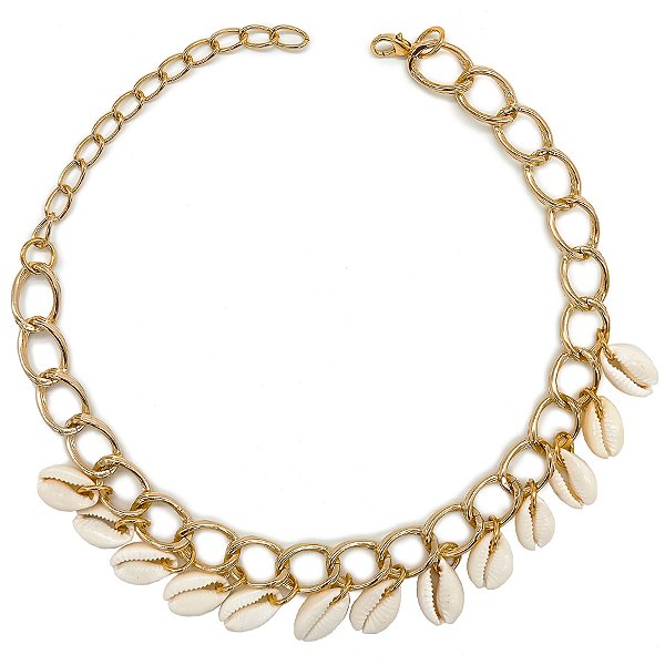 Colar Semijóia Corrente Grande C/ Búzios