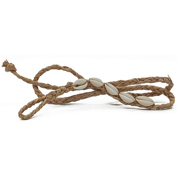 Contra Egun Trançado De Palha Da Costa C/ Cinco 5 Búzios