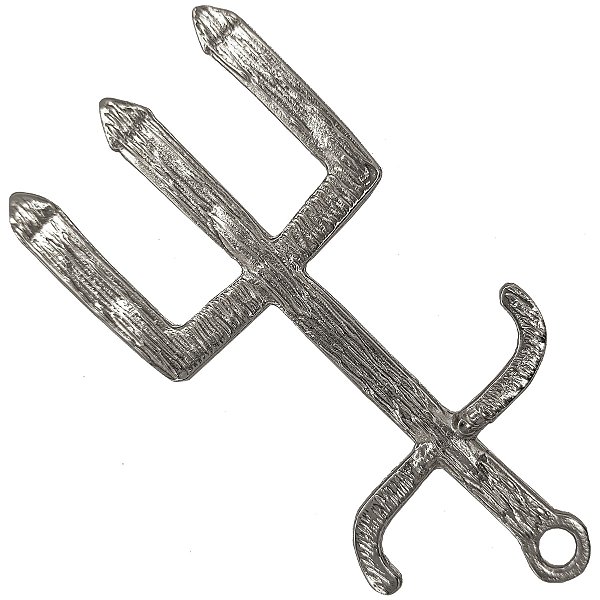 Pingente Grande Tridente Garfo Exú Prata Assentamento Igbá