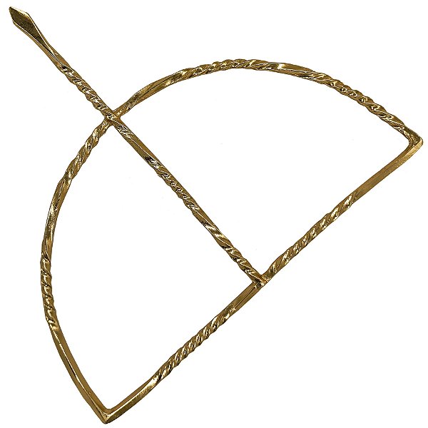 Arco Ofá Grande Dourado Torcido Premium Ferramenta Orixá Ibá