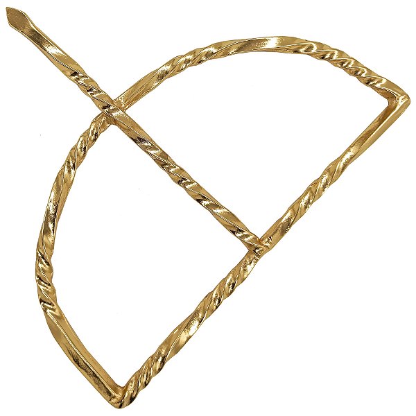 Arco Ofá Flecha Torcido Grande Dourado Ferramenta Orixá Igbá