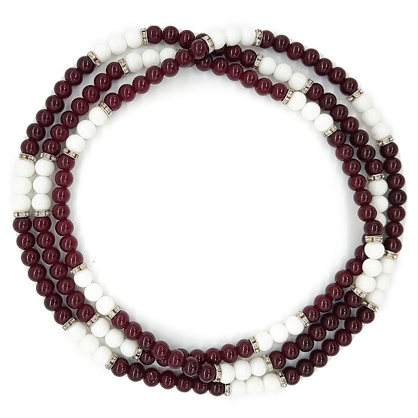 Guia De Porcelana Strass Bolinha Sem Firma Marrom/branco