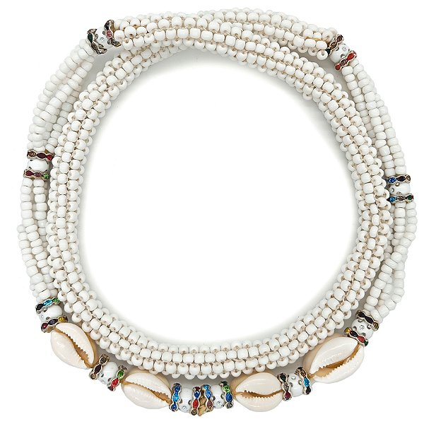 Brajá Chicote Missanga Branco C/ Búzios