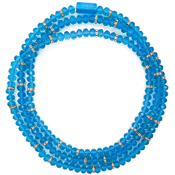 Guia de Cristal C/ Entremeios Strass e Firma Azul