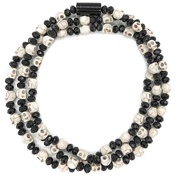 Guia de Cristal Preto C/ Caveirinhas e Firma Mirim Caveirinha