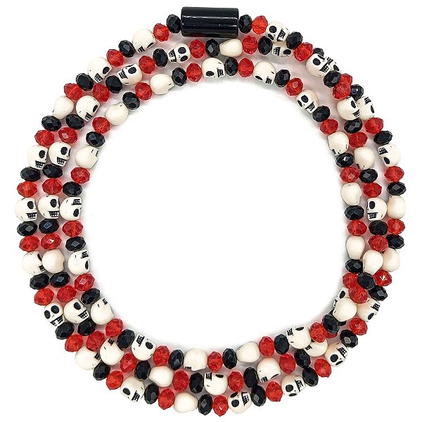 Guia de Cristal Vermelho/Preto C/ Caveirinhas e Firma Mirim Caveirinha