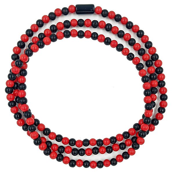Guia Porcelana Preto/Vermelho 8mm Jablonex Lisa C/ Firma