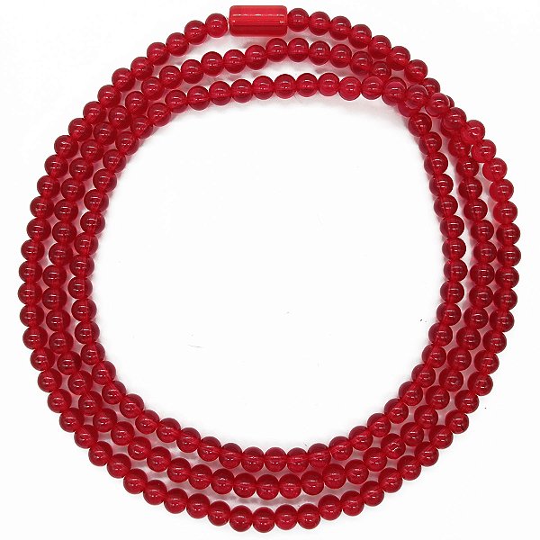 Guia Porcelana Vermelho Transparente 8mm Jablonex Lisa C/ Firma