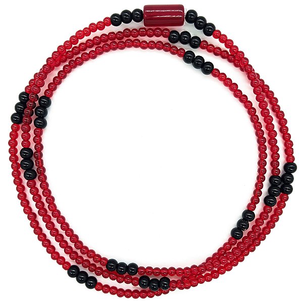 Guia de Porcela Jablonex 4mm e 6mm Vermelho/Preto C/ Firma