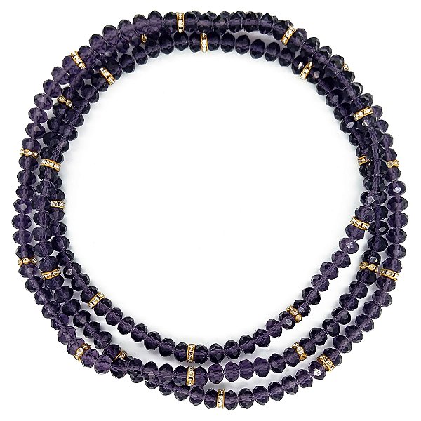 Guia de Cristal Roxo Transparente com Strass S/ Firma