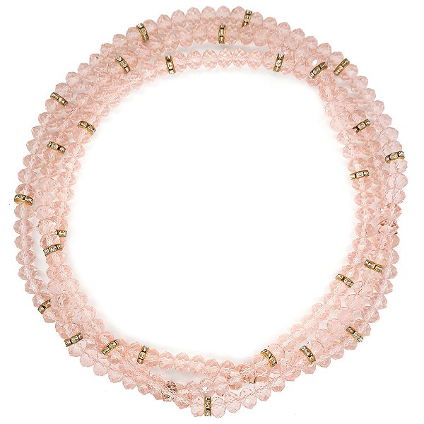 Guia de Cristal Rosa Transparente com Strass S/ Firma