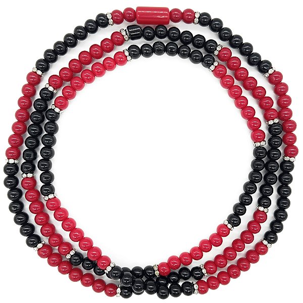 Guia de Porcelana Preto/Vermelho C/ Entremeio de Strass e Firma