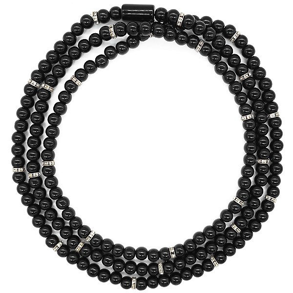 Guia de Porcelana Preto C/ Entremeio de Strass e Firma