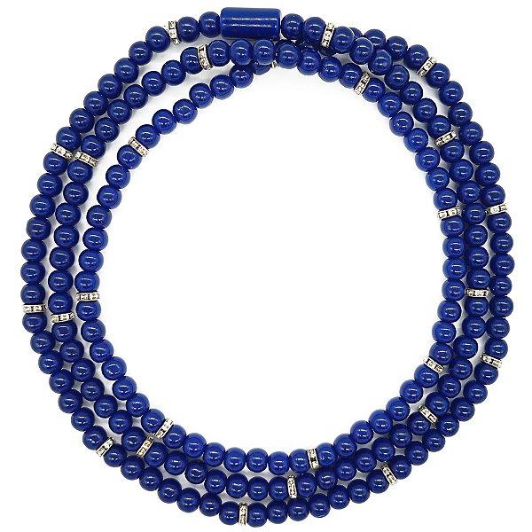 Guia de Porcelana Marinho C/ Entremeio de Strass e Firma