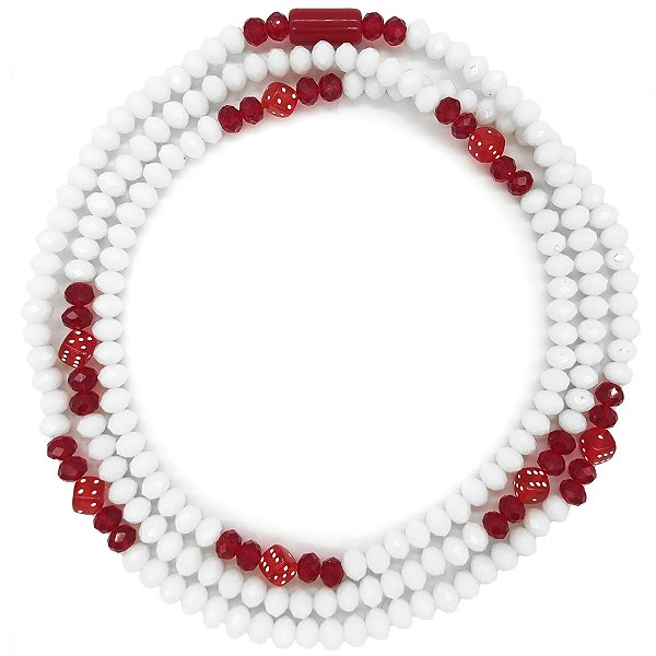 Guia de Cristal C/ Firma e Entremeio de Dado Vermelho/Branco