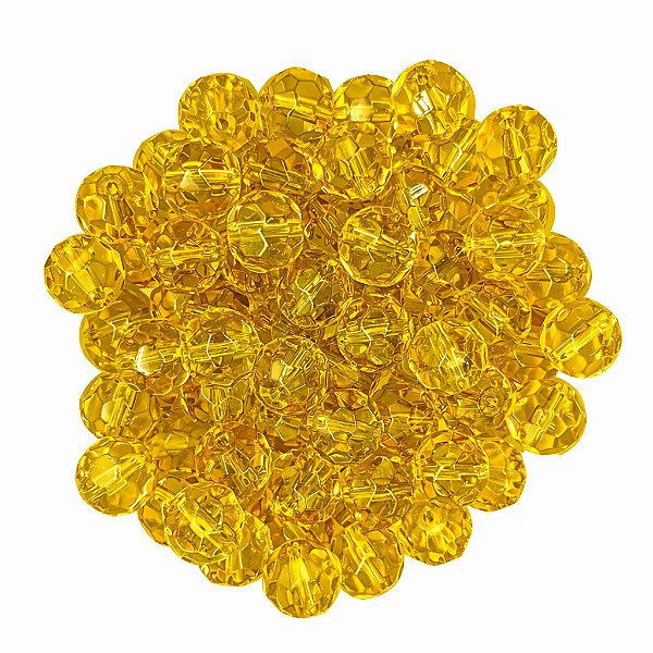 Pacote 160un Cristal 10mm Amarelo Conta Para Guia