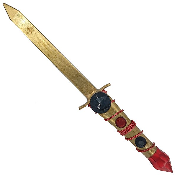 Faca Punhal Médio S/ Corte P/ Assentamento C/ Pedraria Preto/Vermelho