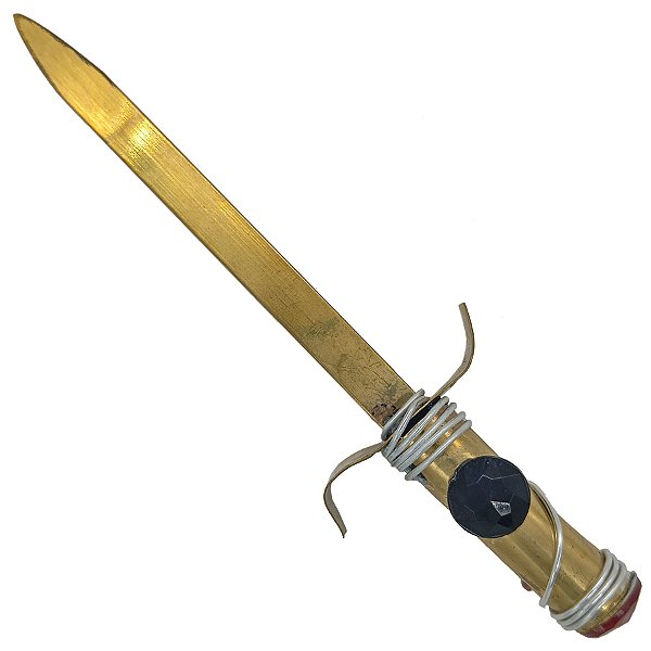 Faca Punhal Pequeno S/ Corte P/ Assentamento C/ Pedraria Preto/Vermelho