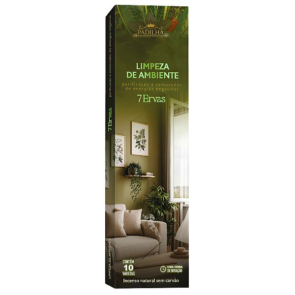 Incenso Premium 10 Varetas Limpeza de Ambiente 7 Sete Ervas