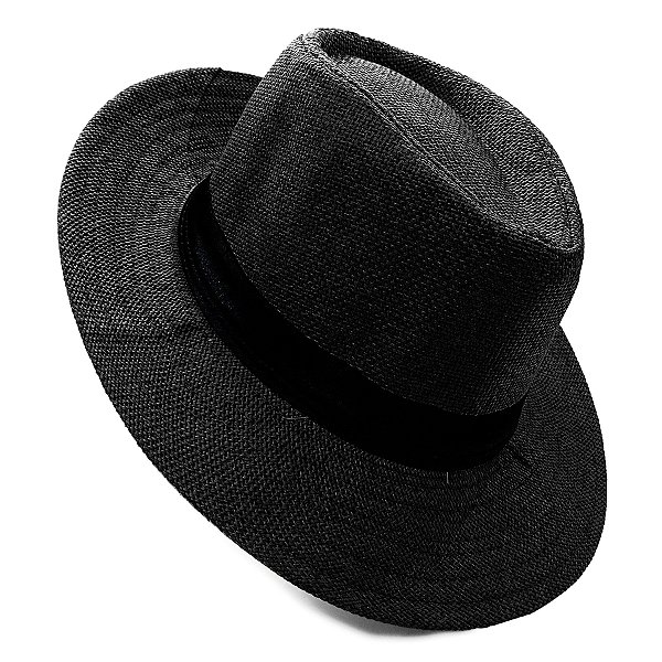 Chapéu Panamá Carioca Aba Larga Com Fita Preto/Preto