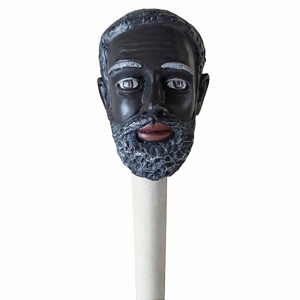 Bengala de Preto Velho 96cm Preto/Branco C/ Topo de Cabeça