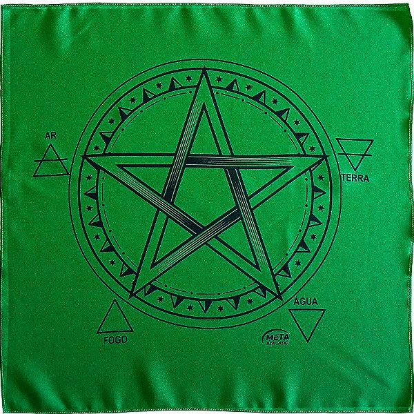 Toalha P/ Tarot Verde/Preto Estampada Pentagrama