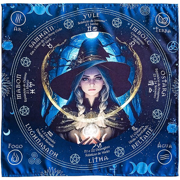 Toalha P/ Leitura de Tarot Bruxa Noturna Umbanda