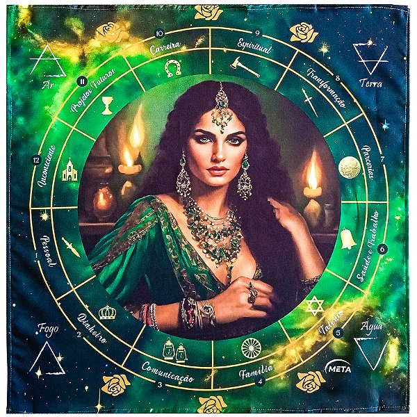 Toalha P/ Leitura de Tarot Cig. Esmeralda Umbanda