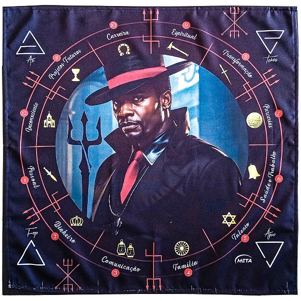 Toalha P/ Leitura de Tarot Exu C/ Cartola Umbanda