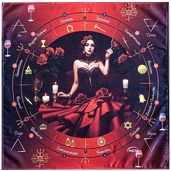 Toalha P/ Leitura de Tarot Pombogira C/ Rosas Umbanda