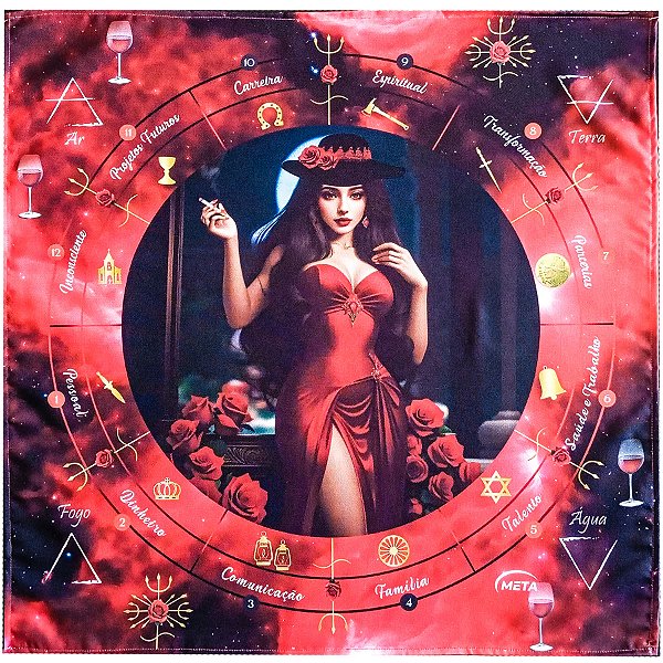 Toalha P/ Leitura de Tarot Pombogira C/ Chapéu Umbanda