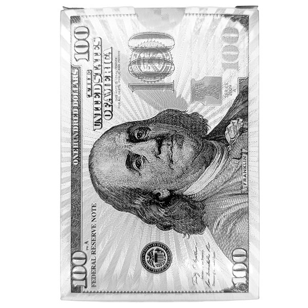 Baralho Dólar A Prova D'água Prata Metalizado Com 4 Naipes