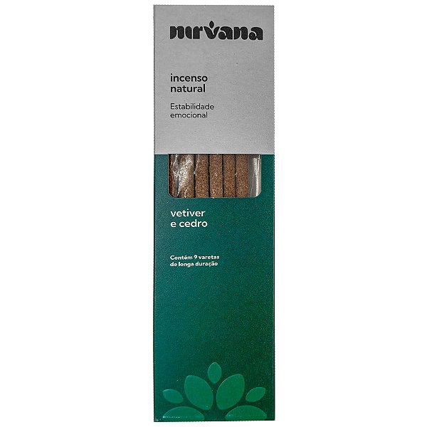 Incenso Natural Nirvana Inspira 9 Varetas Vetiver/Cedro
