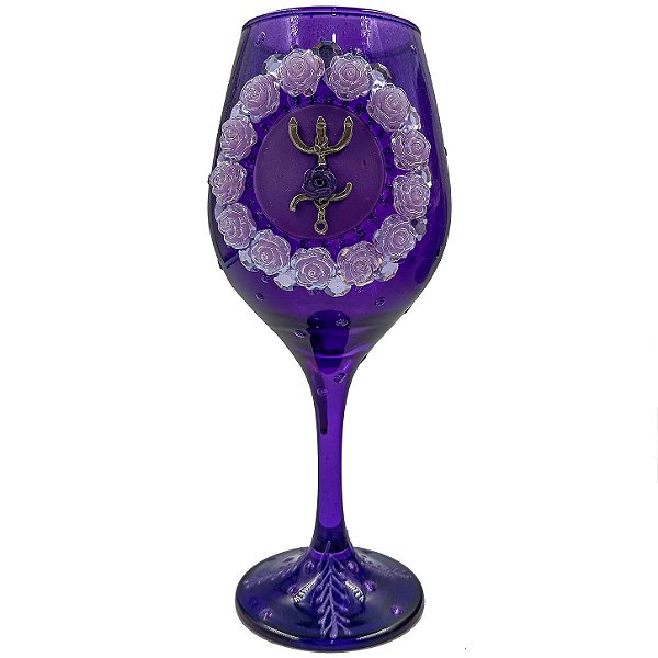 Taça Roxa Decorada C/ Rosas Tridente P/ Pombagira