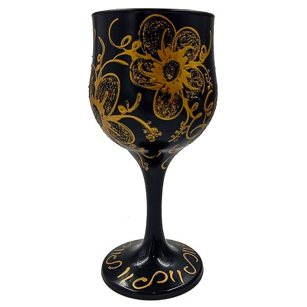 Taça Simples Decorada Relevo e Glitter P/ Pombagira