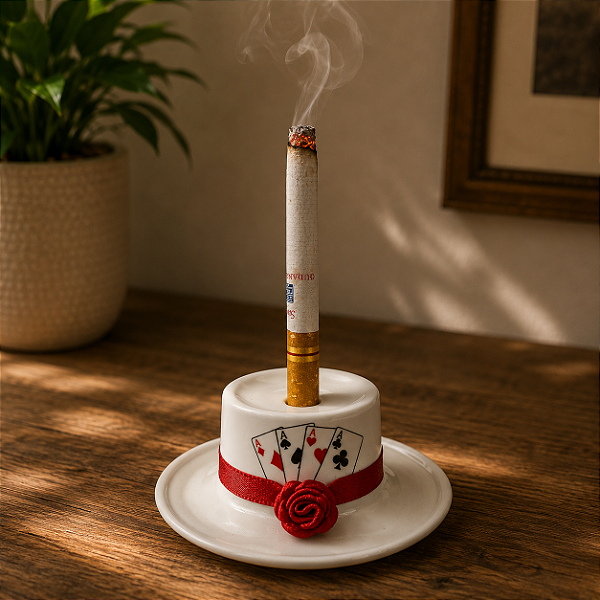 Ofertório Suporte Ofertador Cigarro Chapéu Malandra Branco/Vermelho