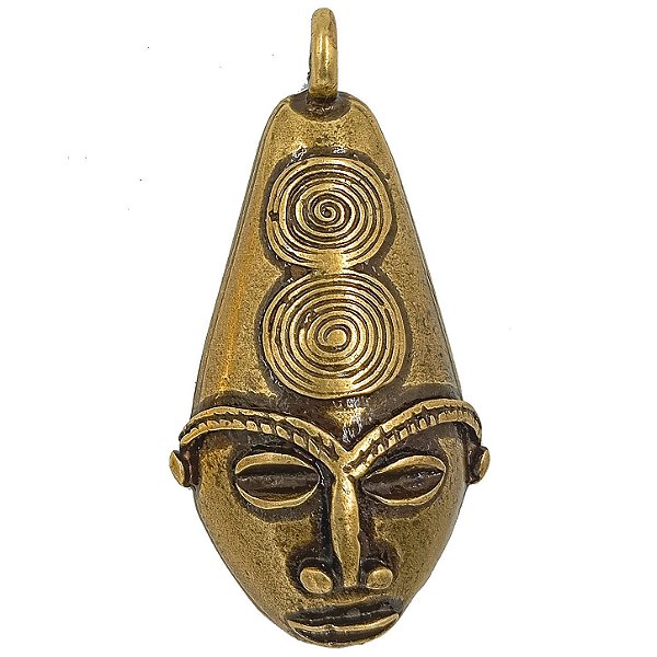 Pingente Máscara Africana Ancestral Ouro Velho