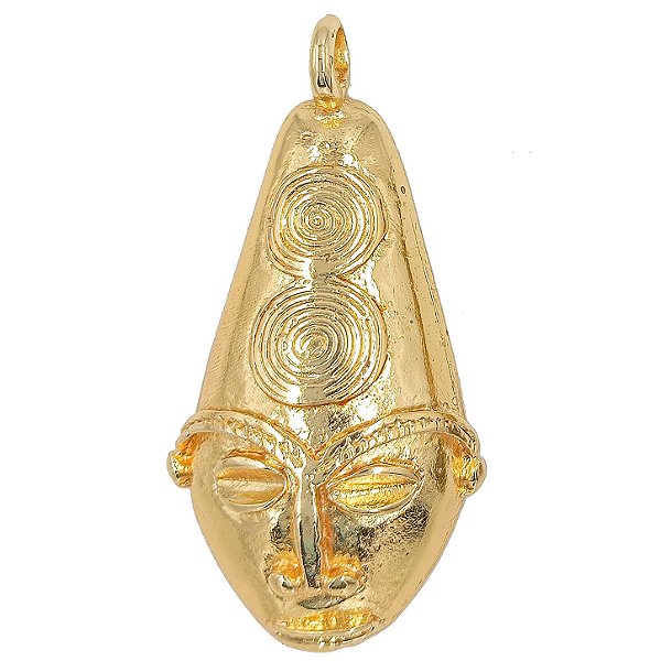 Pingente Máscara Africana Ancestral Dourado